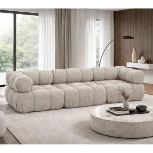 Bank, 3-zits modulair, bouclé stof Abriamo, beige, Selia Bank, 3-zits modulair, bouclé stof Abriamo, beige, Selia