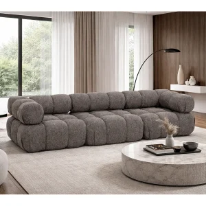 Bank, 3-zits modulair, bouclé stof Abriamo, bruin, Selia Bank, 3-zits modulair, bouclé stof Abriamo, bruin, Selia