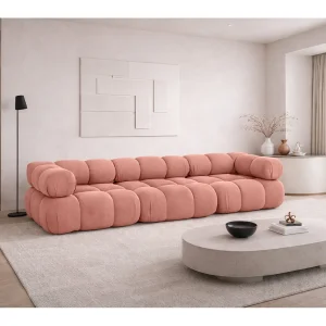 Bank, 3-zits modulair, veloursstof Salvador, roze, Selia Bank, 3-zits modulair, veloursstof Salvador, roze, Selia