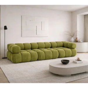 Bank, 3-zits modulair, veloursstof Salvador, olijf, Selia Bank, 3-zits modulair, veloursstof Salvador, olijf, Selia