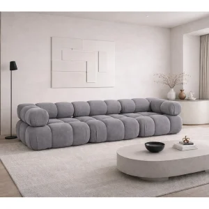 Bank, 3-zits modulair, veloursstof Salvador, grijs, Selia Bank, 3-zits modulair, veloursstof Salvador, grijs, Selia
