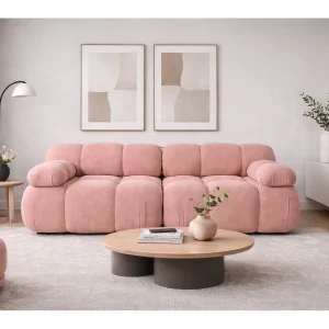 Bank, 2-zits modulair, veloursstof Salvador, roze, Selia Bank, 2-zits modulair, veloursstof Salvador, roze, Selia