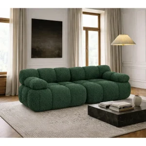 Bank, 2-zits modulair, bouclé stof Abriamo, donkergroen, Selia Bank, 2-zits modulair, bouclé stof Abriamo, donkergroen, Selia