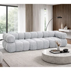 Bank, 3-zits modulair, bouclé stof Abriamo, lichtgrijs, Selia Bank, 3-zits modulair, bouclé stof Abriamo, lichtgrijs, Selia