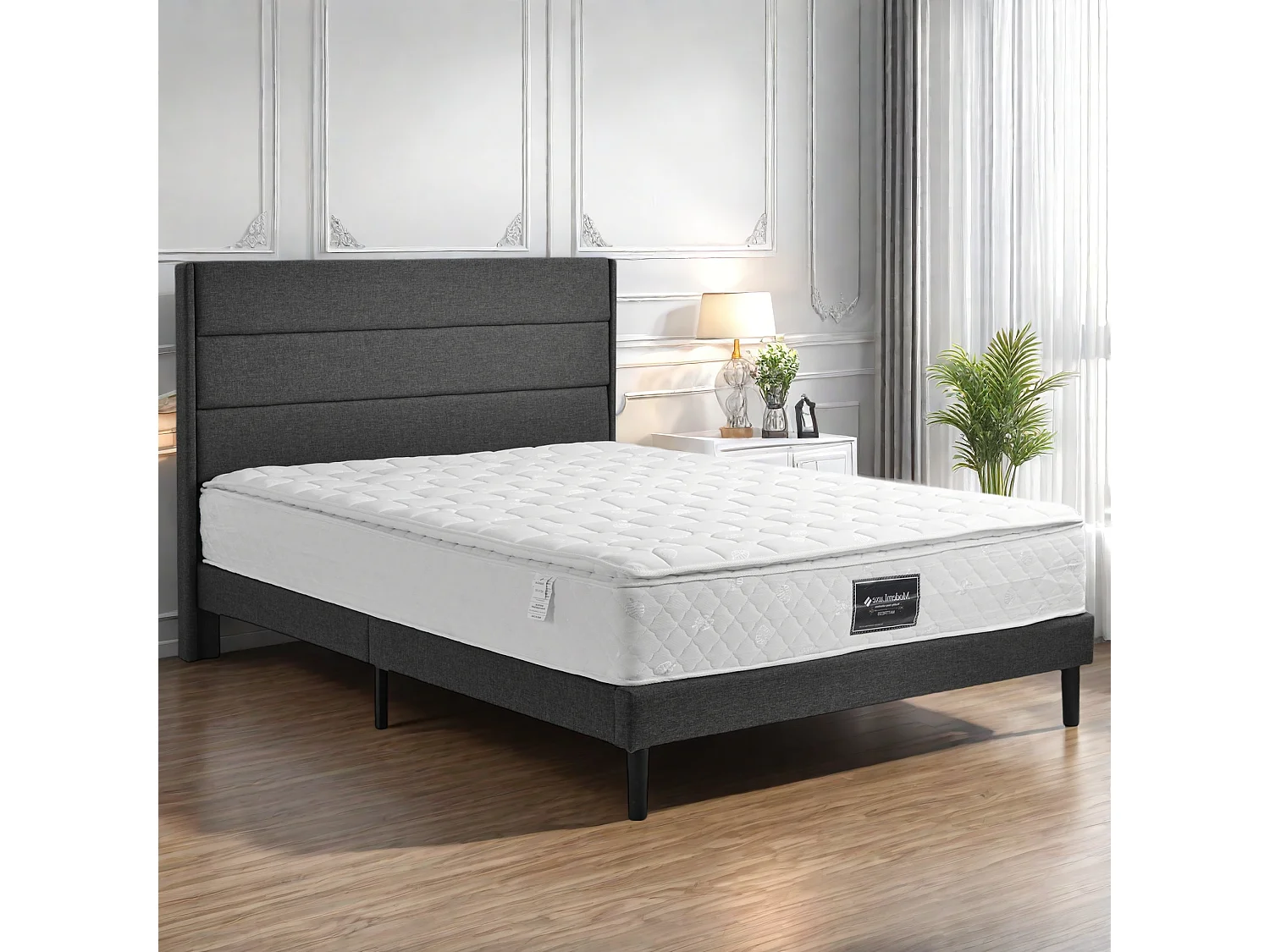 140x200x25 cm, pocketverenmatras, gewatteerde microvezelhoes, stevigheidsklasse H3