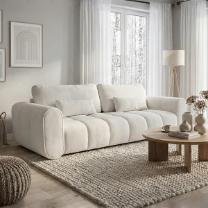 Bank SOUTH 254 × 103 cm, uitschuifbaar met slaapfunctie, in stof GERRA 5 wit Bank SOUTH 254 × 103 cm, uitschuifbaar met slaapfunctie, in stof GERRA 5 wit