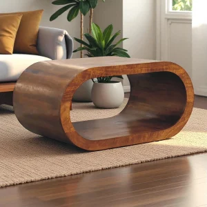 Artisan Furniture Massief Hout Amaya Salontafel, Open Vak, Donkerbruin