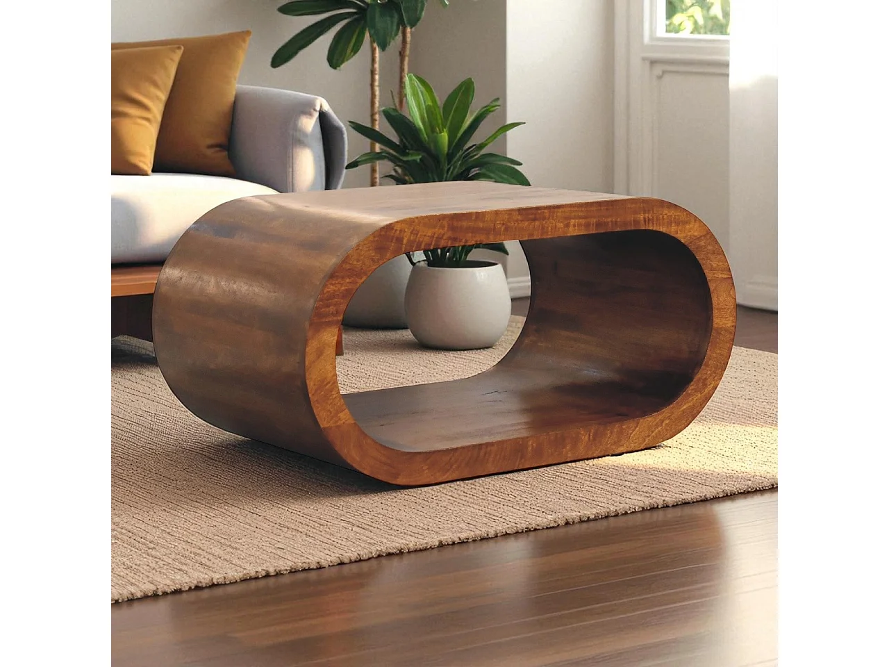 Artisan Furniture Massief Hout Amaya Salontafel, Open Vak, Donkerbruin