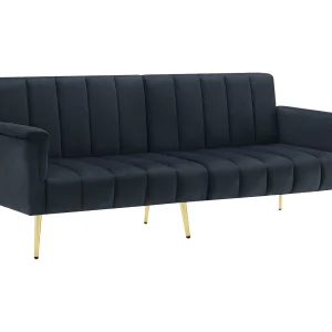 Slaapbank 183x76x75 cm, verstelbare rugleuning en armleuningen, metalen poten, fluweel, zwart