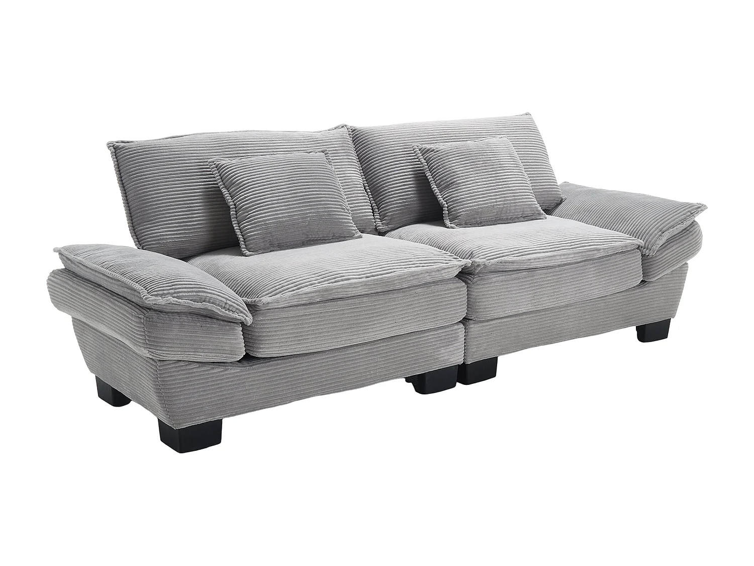 2-zits bank 224x81x81 cm, ultradiepe zitting, met kussens, fluweel, lichtgrijs