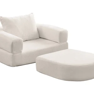 Bank modulair modern comfortabel chenille beige voor woonkamer