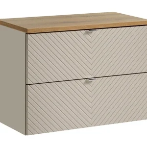 Badkamerset AOKI: onderkast met lades 80cm + wastafelblad houtlook
