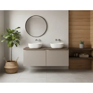 Badkamerset VANTA taupe: onderkast 120cm + wastafelblad Badkamerset VANTA taupe: onderkast 120cm + wastafelblad