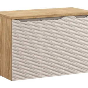 Badkamerset YOKA beige: onderkast met kasten 90 cm + wastafelblad Badkamerset YOKA beige: onderkast met kasten 90 cm + wastafelblad