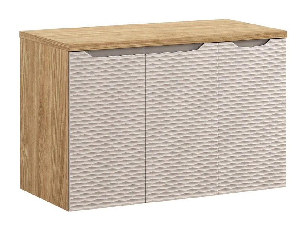 Badkamerset YOKA beige: onderkast met kasten 90 cm + wastafelblad