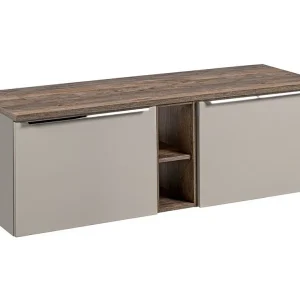 Badkamerset VANTA taupe: onderbouwmeubel 140cm + wastafelblad
