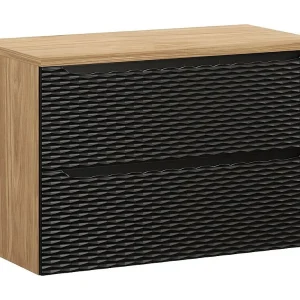 Badkamermeubelset YOKA zwart: onderkast met laden 90cm + wastafelblad Badkamermeubelset YOKA zwart: onderkast met laden 90cm + wastafelblad