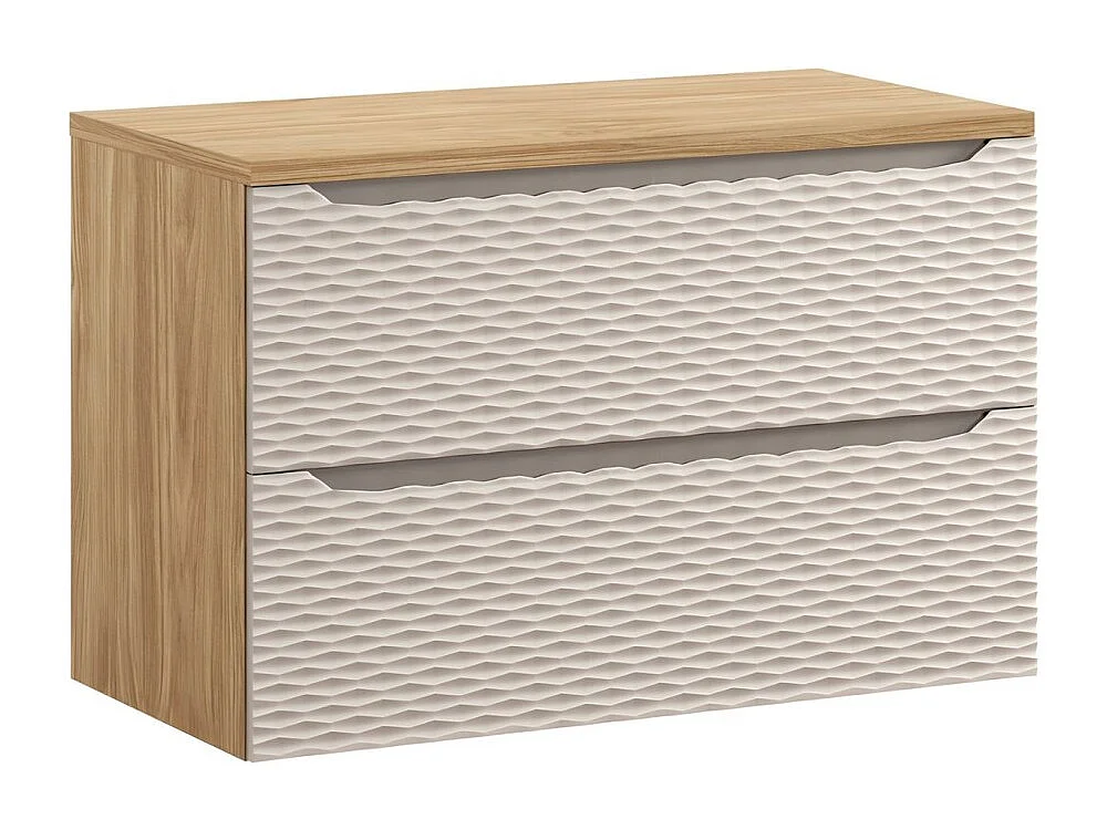 Badkamerset YOKA beige: onderkast met laden 90 cm + wastafelblad