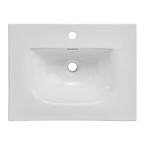 Badkamerset ICON: poederroze wastafelmeubel 60cm + witte inbouwwastafel