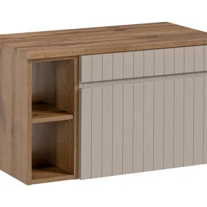 Badkamermeubelset ICON: onderbouwkast 60 cm kasjmier met zichtbare nissen + blad voor wastafel met houtlook Badkamermeubelset ICON: onderbouwkast 60 cm kasjmier met zichtbare nissen + blad voor wastafel met houtlook