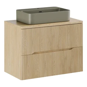 Badkamerset NATURA 80cm: onderkast + plan voor wastafel + rechthoekige kaki groene opzetwastafel Badkamerset NATURA 80cm: onderkast + plan voor wastafel + rechthoekige kaki groene opzetwastafel