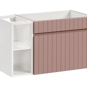Badkamerset ICON: onderkastjes voor wastafel 80cm in poederroze met zichtbare witte nissen
