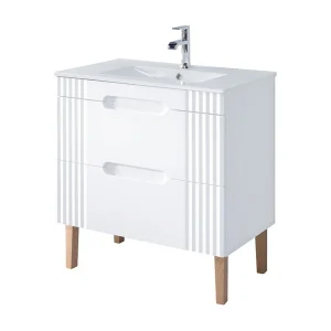 Badkamerset FIDJI: Onderbouwmeubel 80cm + Inbouwwastafel wit + Sifon + Poten Badkamerset FIDJI: Onderbouwmeubel 80cm + Inbouwwastafel wit + Sifon + Poten