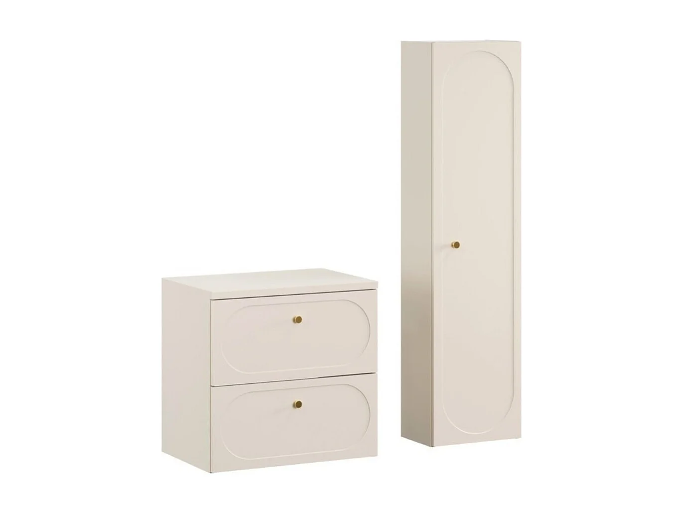 Badkamerset TORNADO beige: onderkast voor wastafel 60cm + blad voor wastafel + opbergkolom