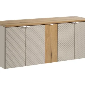 Badkamerset AOKI: onderkastmeubels met kasten 140 cm + wastafelblad met houtlook