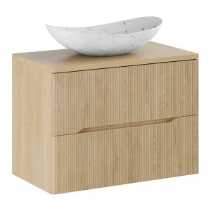 Badkamerset NATURA 80cm: onderkast + blad voor wastafel + asymmetrische witte gemarmerde opbouwwastafel Badkamerset NATURA 80cm: onderkast + blad voor wastafel + asymmetrische witte gemarmerde opbouwwastafel