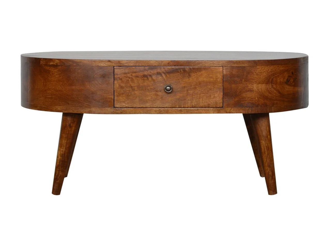 Ronde salontafel van kastanjehout van Artisan Furniture, 2 lades, bruin