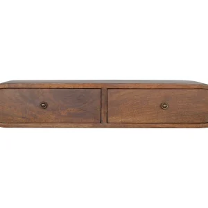 Zwevende console London van kastanjehout Artisan Furniture, 2 lades, karamelbruin Zwevende console London van kastanjehout Artisan Furniture, 2 lades, karamelbruin