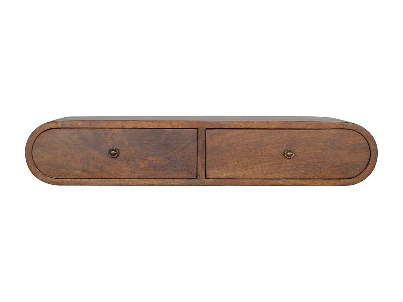 Zwevende console London van kastanjehout Artisan Furniture, 2 lades, karamelbruin