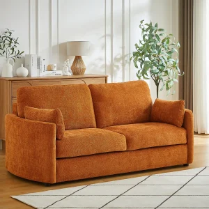 3-zits slaapbank in getextureerde terracotta stof – Slaapoppervlak 140 cm BAGOMI 3-zits slaapbank in getextureerde terracotta stof – Slaapoppervlak 140 cm BAGOMI