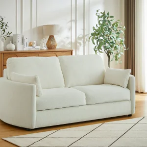 Driezitsbank snel converteerbaar in getextureerde beige stof – Slaapoppervlak 140 cm BAGOMI Driezitsbank snel converteerbaar in getextureerde beige stof – Slaapoppervlak 140 cm BAGOMI