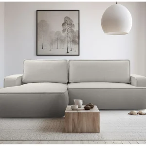 AX LIVING Grijze hoekbank met slaapfunctie Ablia lichtgrijs 267 cm L AX LIVING Grijze hoekbank met slaapfunctie Ablia lichtgrijs 267 cm L