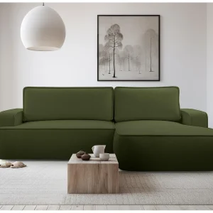 AX LIVING Groen hoekbank met slaapfunctie Ablia Donkergroen 267 cm R AX LIVING Groen hoekbank met slaapfunctie Ablia Donkergroen 267 cm R