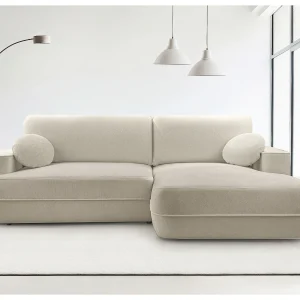 AX LIVING Beige hoekbank met slaapfunctie Peoni 267cm met bedlade R AX LIVING Beige hoekbank met slaapfunctie Peoni 267cm met bedlade R