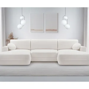 AX LIVING U bankstel witte hoekbank met slaapfunctie Peoni 364 cm AX LIVING U bankstel witte hoekbank met slaapfunctie Peoni 364 cm