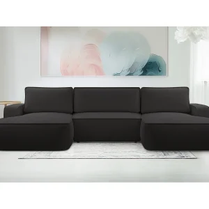 AX LIVING Bank in u vorm Ablia zwarte hoekbank met slaapfunctie 364 cm AX LIVING Bank in u vorm Ablia zwarte hoekbank met slaapfunctie 364 cm