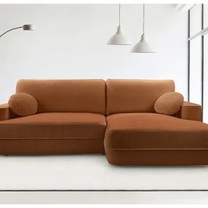 AX LIVING Hoekbank met slaapfunctie Peoni 267cm, koperkleurig stijl R