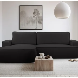 AX LIVING Zwarte hoekbank met slaapfunctie Ablia en bedkast 267 cm L AX LIVING Zwarte hoekbank met slaapfunctie Ablia en bedkast 267 cm L