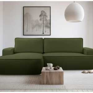 AX LIVING Groen hoekbank met slaapfunctie Ablia Donkergroen 267 cm L AX LIVING Groen hoekbank met slaapfunctie Ablia Donkergroen 267 cm L