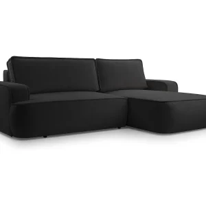 AX LIVING Zwarte hoekbank met slaapfunctie Ablia en bedkast 267 cm R AX LIVING Zwarte hoekbank met slaapfunctie Ablia en bedkast 267 cm R