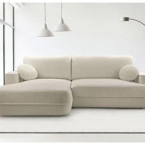AX LIVING Beige hoekbank met slaapfunctie Peoni 267cm met bedlade L AX LIVING Beige hoekbank met slaapfunctie Peoni 267cm met bedlade L