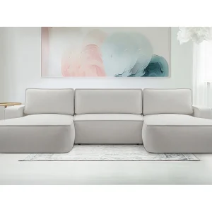 AX LIVING U vorm bank Ablia grijze hoekbank met slaapfunctie, 364 cm AX LIVING U vorm bank Ablia grijze hoekbank met slaapfunctie, 364 cm
