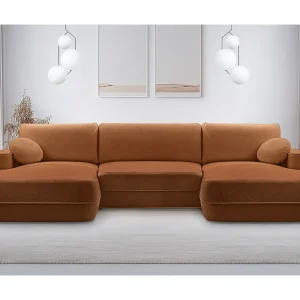 AX LIVING U bankstel koper hoekbank met slaapfunctie Peoni 364 cm