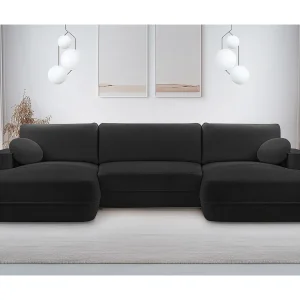AX LIVING U bankstel zwarte hoekbank met slaapfunctie Peoni 364 cm AX LIVING U bankstel zwarte hoekbank met slaapfunctie Peoni 364 cm