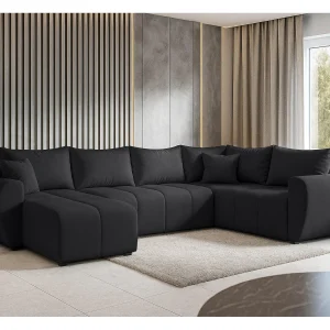 AX LIVING XXL U-bank Malatya zwart 303 cm modern met slaapfunctie rechts AX LIVING XXL U-bank Malatya zwart 303 cm modern met slaapfunctie rechts