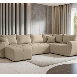 AX LIVING XXL U-bank Malatya lichtbruin 303 cm met slaapfunctie rechts AX LIVING XXL U-bank Malatya lichtbruin 303 cm met slaapfunctie rechts
